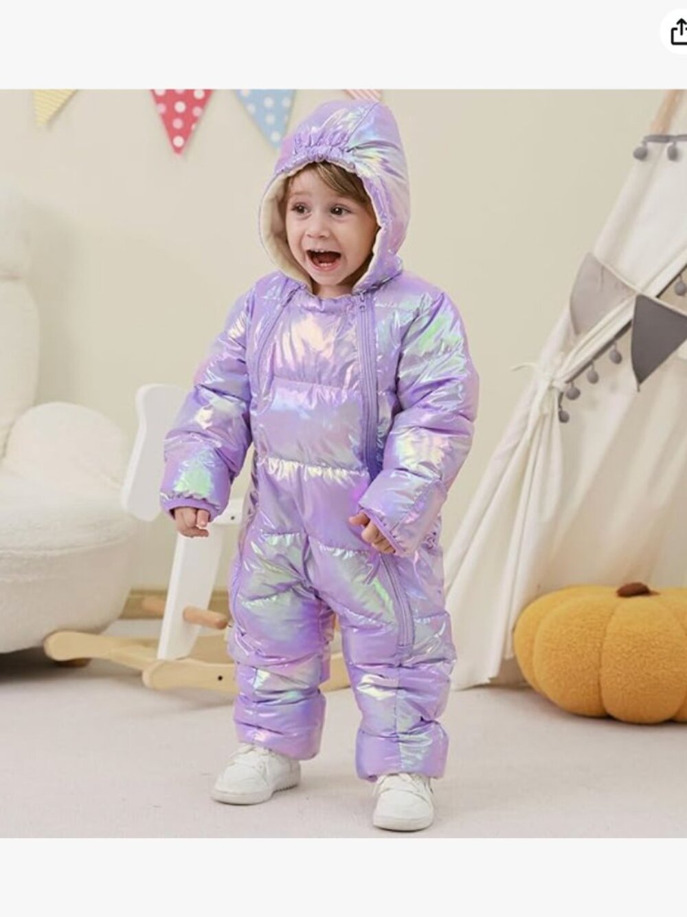 NWT Purple Baby Snowsuit Toddler Warm Hooded Snow Suit Infant Double Zipper